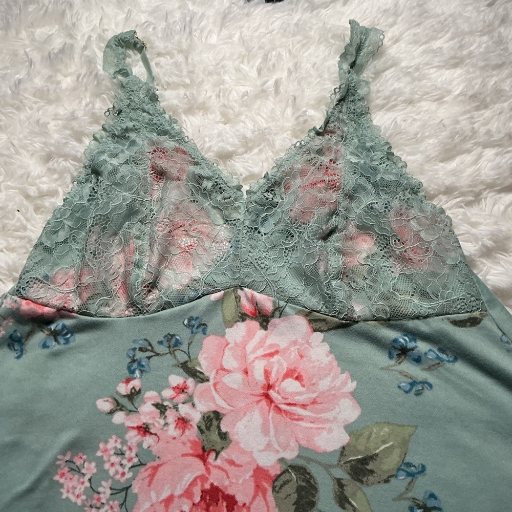 Flora Nikrooz Sage Green Floral Lace Chemise